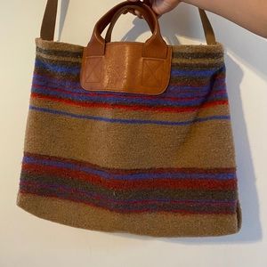 Madewell 1937 Collection Striped Wool Messenger Bag with Leather Handles